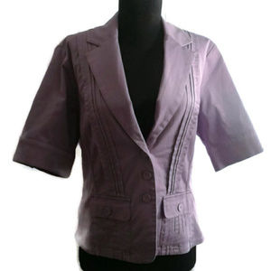 Coldwater Creek 8 purple Blazer Short Sleeve Suit Jacket Fitted Pockets V Neck